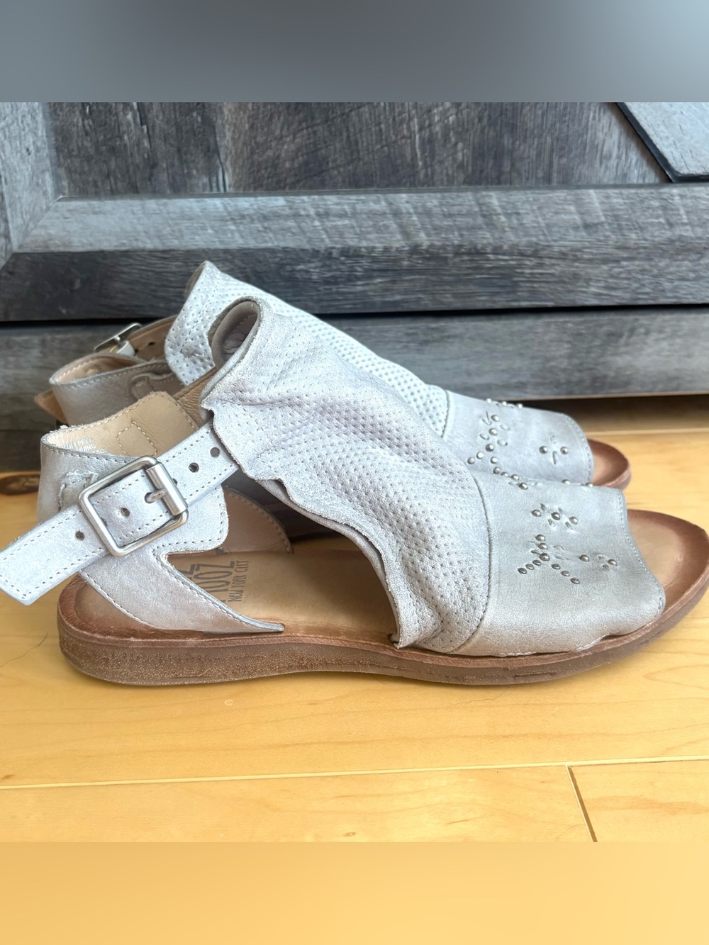 Miz Mooz Grey Fifi Leather Gladiator Sandals